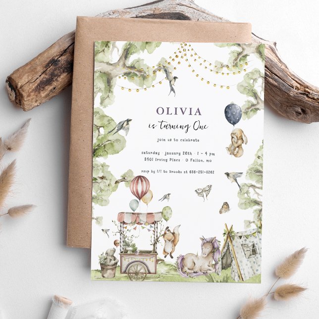 Circus Carnival | Woodland Unicorn Birthday Party Invitation (Creator Uploaded)