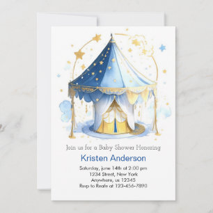 Circus Carousel Adventure Awaits Boy Baby Shower Invitation