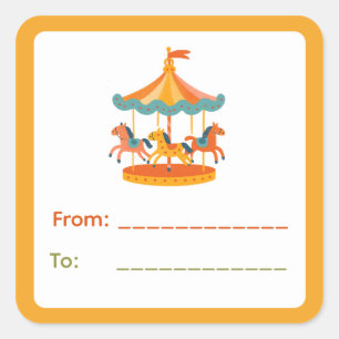 Circus Carousel Gift Label
