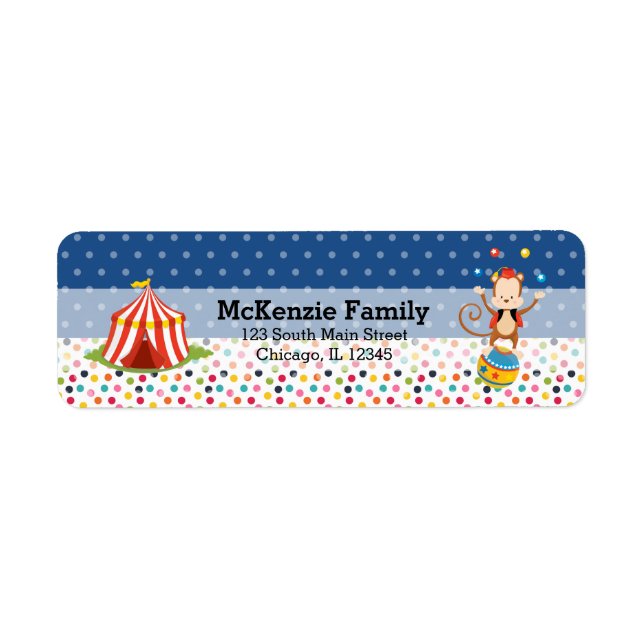 Circus * choose background colour return address label (Front)