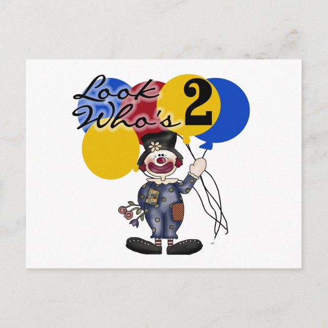 Circus Clown 2nd Birthday Tshirts and Gifts Postcard (Front)