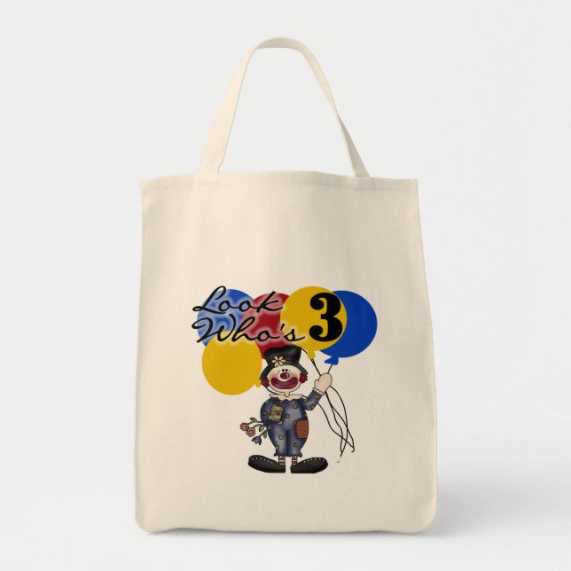 Circus Clown 3rd Birthday Tshirts and Gifts Tote Bag (Front)
