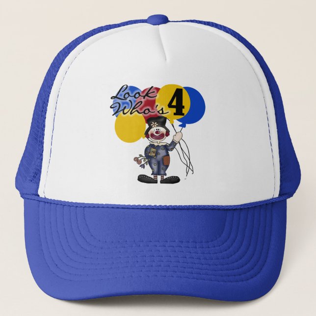 Circus Clown 4th Birthday Tshirts and Gifts Trucker Hat (Front)