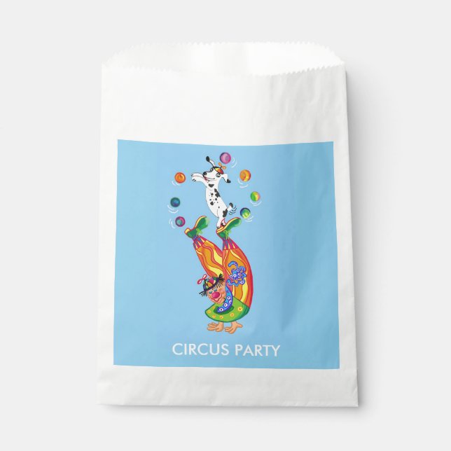 Circus clown and juggling dog favour bag (Front)
