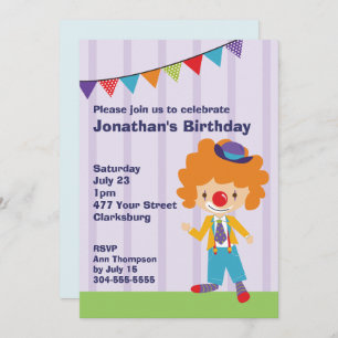 Circus Clown Birthday Party Invitation