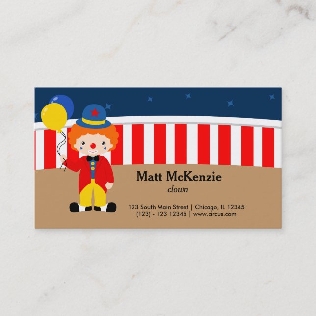Circus  Clown Business Card (Front)