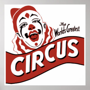 Circus clown clipart, cute illustration  poster
