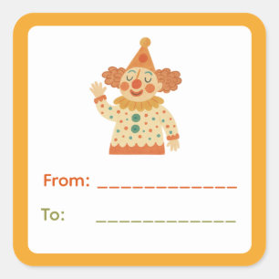 Circus Clown Gift Label