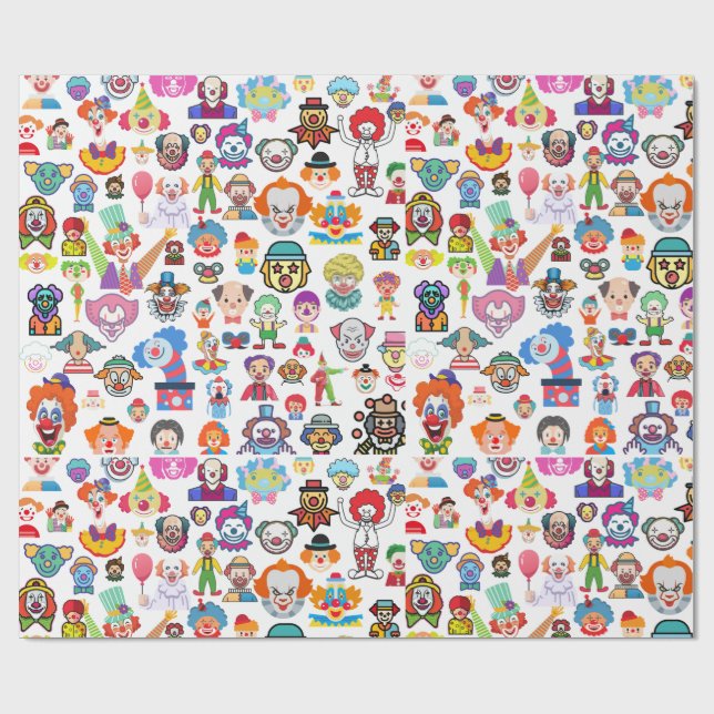 Circus Clown Gift Wrap Party Wrapping Paper (Flat)