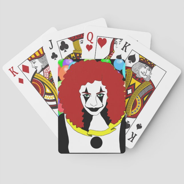 Circus Clown Girl side show freak horror goth art Playing Cards (Back)
