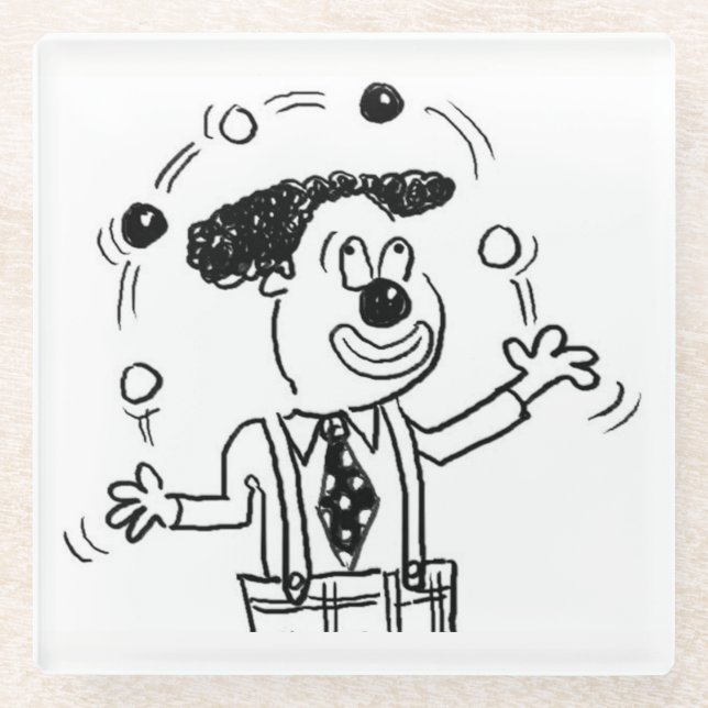 Circus Clown Juggler Juggling Glass Coaster (Front)