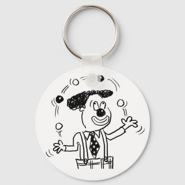 Circus Clown Juggler Juggling Illustration Key Ring (Front)
