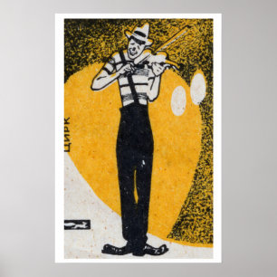 Circus Clown Playing Violin Matchbox Art Print
