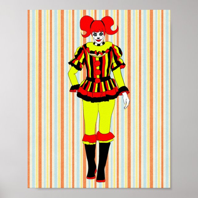 Circus Clown woman side show freak horror goth art Poster (Front)