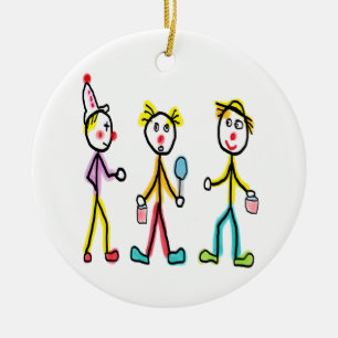 Circus Clowns Ceramic Ornament