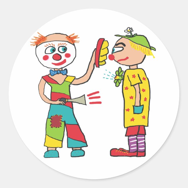Circus Clowns Classic Round Sticker (Front)
