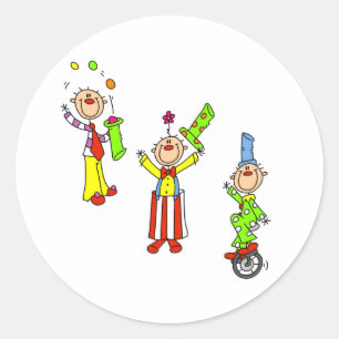 Circus Clowns Classic Round Sticker