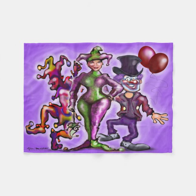 Circus Clowns Fleece Blanket (Front (Horizontal))