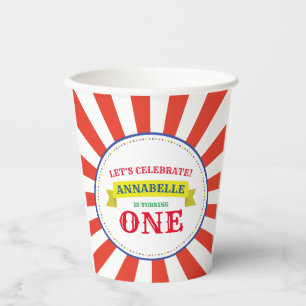 Circus Cute Colourful 1st Birthday Party Kids Paper Cups