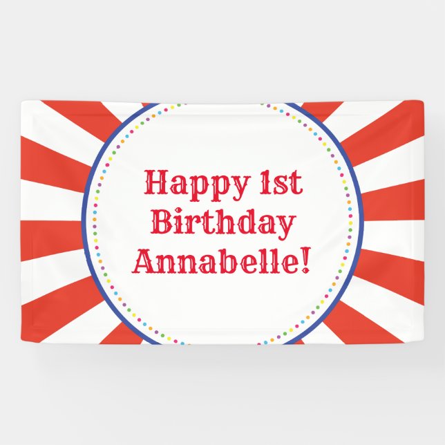 Circus Cute Colourful 1st Birthday Party Theme Banner (Horizontal)