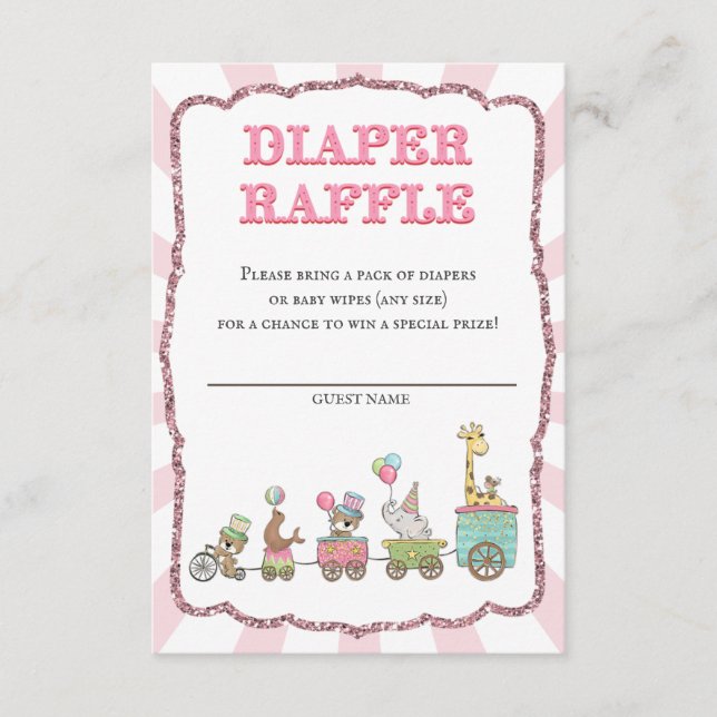 Circus Diaper Raffle Tickets Enclosure Card (Front)