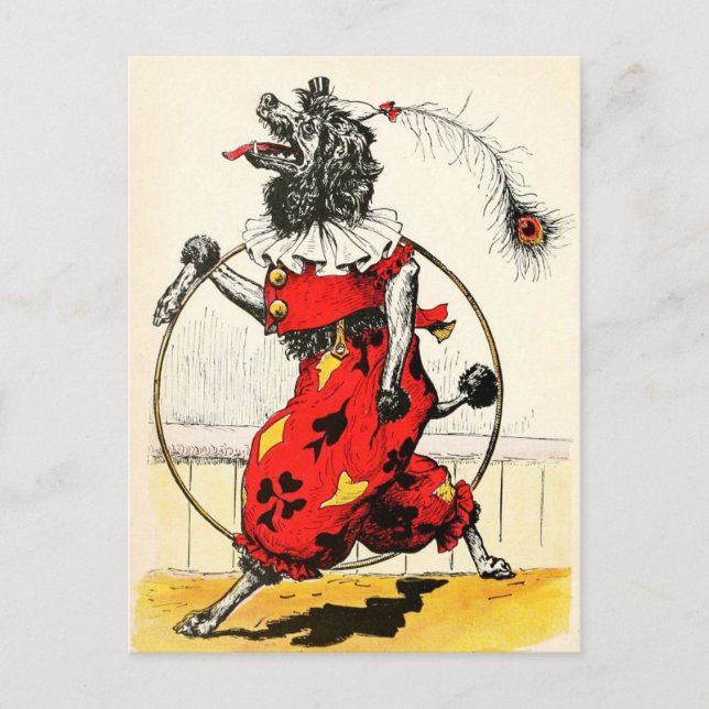 Circus Dog with Hula Hoop Postcard (Front)