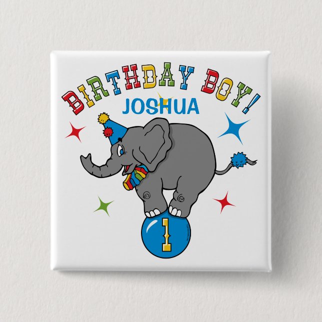 Circus Elephant 1st Birthday 15 Cm Square Badge (Front)