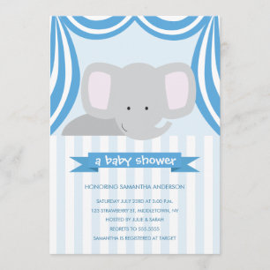 Circus Elephant Baby Shower Inviation - Boy Invitation