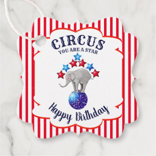 Circus Elephant Birthday Favour Tags