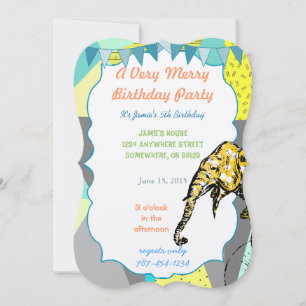 Circus Elephant Birthday Party Invitation Bunting