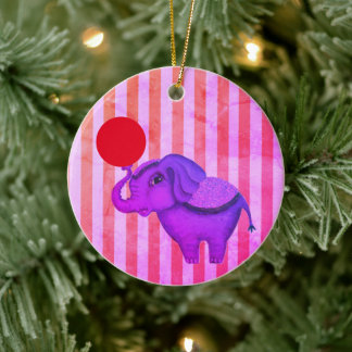 Circus Elephant Ceramic Ornament