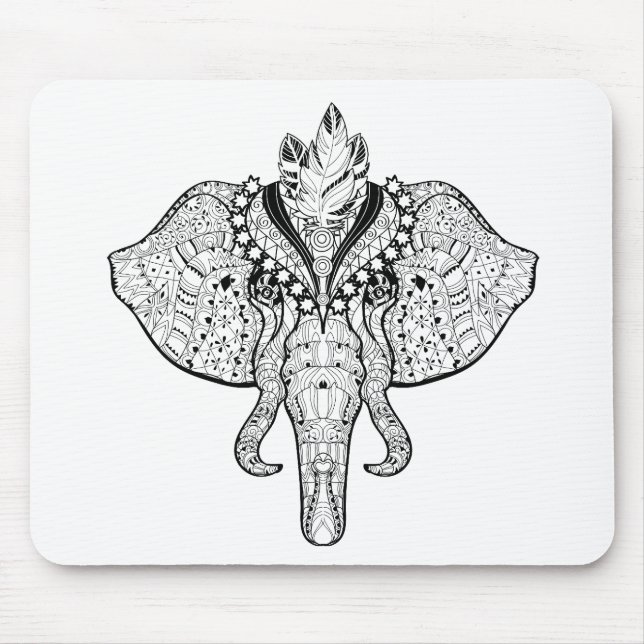 Circus Elephant Doodle Mouse Pad (Front)