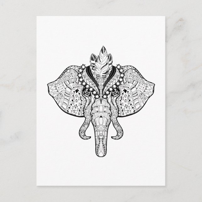Circus Elephant Doodle Postcard (Front)