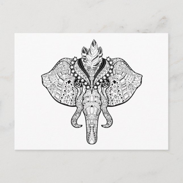 Circus Elephant Doodle Postcard (Front)