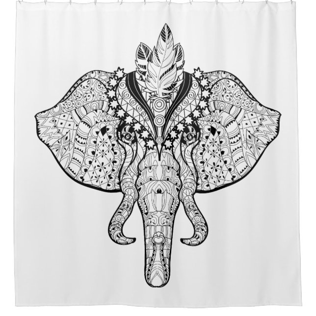 Circus Elephant Doodle Shower Curtain (Front)