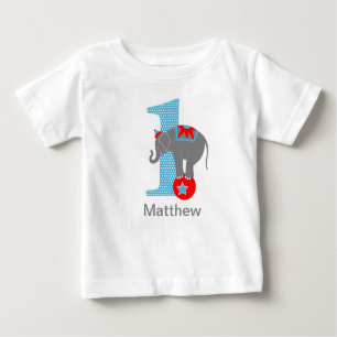 Circus Elephant First Birthday Tshirt Personalised