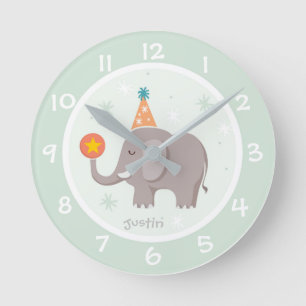 Circus Elephant Kids Nursery Wall Clock