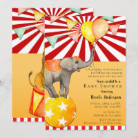 Circus Elephant on Ball Carnival Baby Shower Party