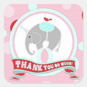 Circus Elephant Thank You Label