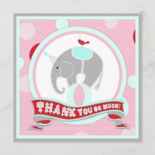 Circus Elephant Thank You Pink Card