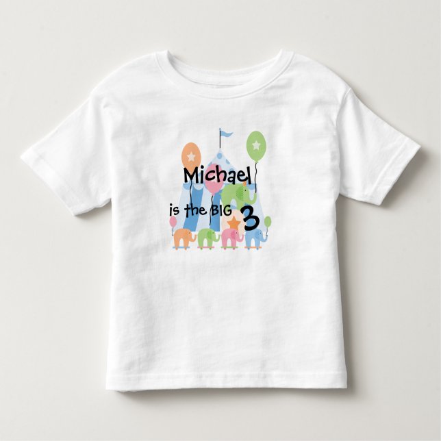 Circus Elephants Customisable Birthday T-shirt (Front)