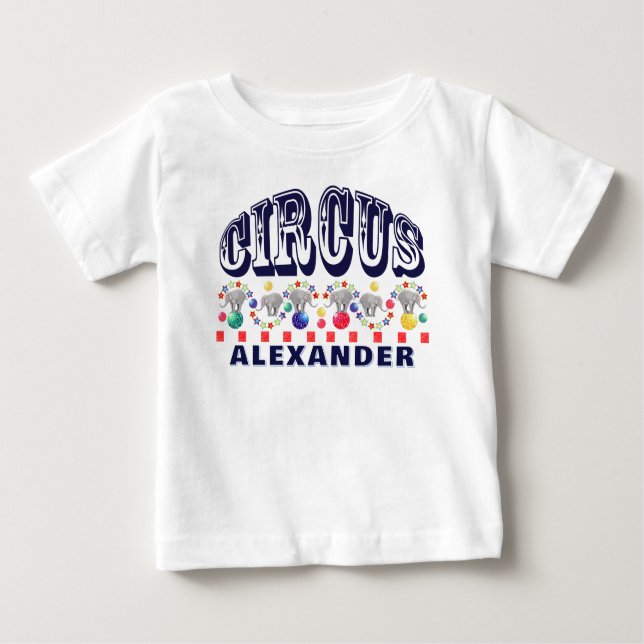 Circus Elephants Stripe Carnival Baby T-Shirt (Front)