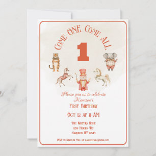 Circus First Birthday Invitation