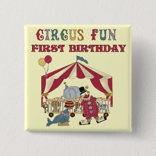 Circus First Birthday Tshirts and Gifts 15 Cm Square Badge