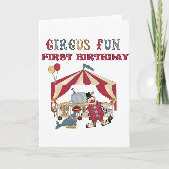 Circus First Birthday Tshirts and Gifts Card (Front)