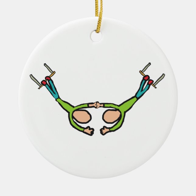 Circus Flying Trapeze Ceramic Ornament (Front)