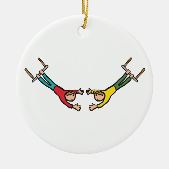 Circus Flying Trapeze Ceramic Ornament (Front)