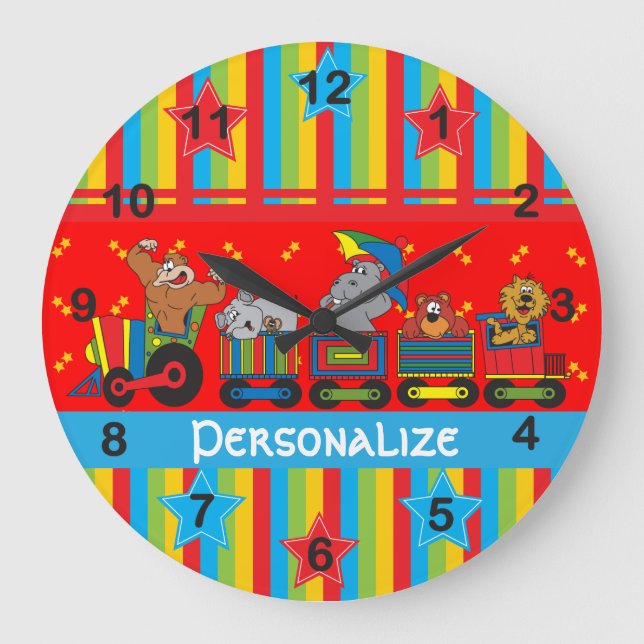 Circus Fun for Everyone Nursery Theme for Baby Large Clock (Front)