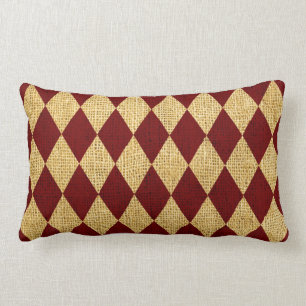 Circus Harlequin Pattern Rustic Red Lumbar Cushion