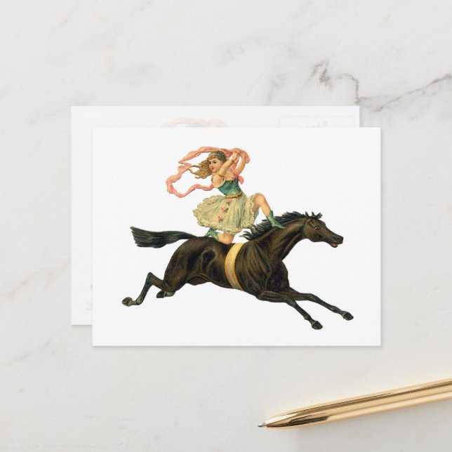 Circus Horse and Dancer Postcard (Front/Back In Situ)